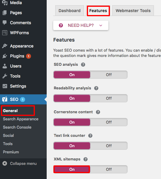 aggiungere una sitemap a wordpress